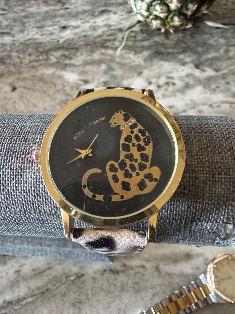 Leopard-Print Gold Accent Watch - Pets Reptile Betsy Johnson’s